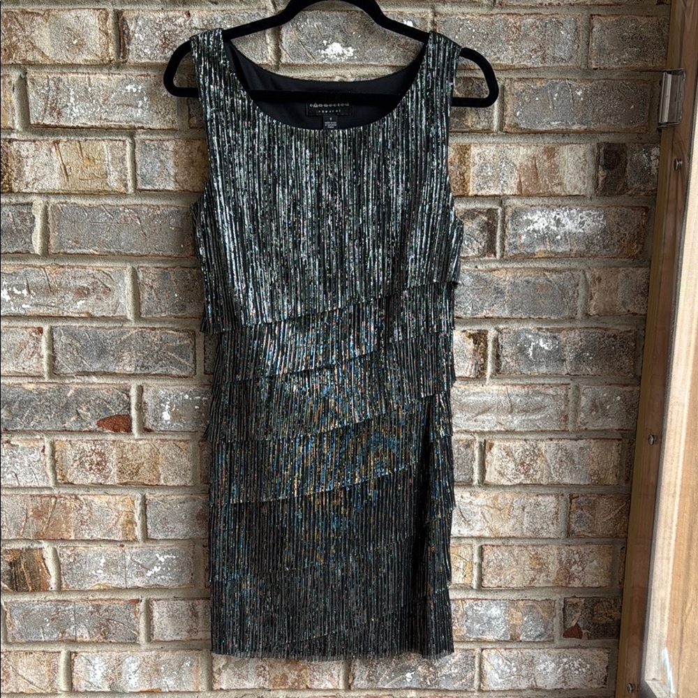 Connected apparel Elegant Black and Silver Dress